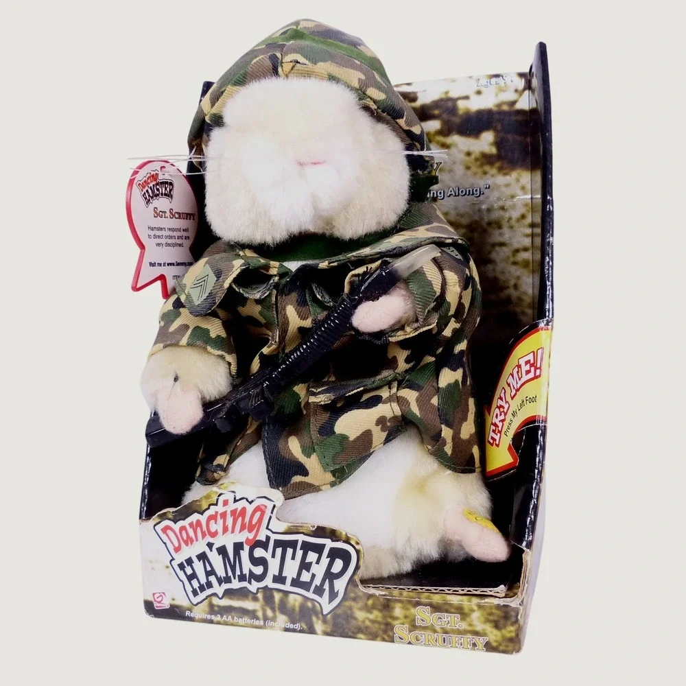Vintage Gemmy Dancing Hamster Sgt Scruffy 2003 NEW IN BOX Military Camo Animated